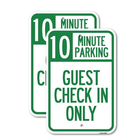 (2 Pack) Guest Check in Only (Choose Your Limit) Minute Parking | 12" X 18" Heavy-Gauge Aluminum Sign | Rust Free Aluminum, Weather Resistant, Waterproof, Fade Resistant, 2 Pre-drilled Holes