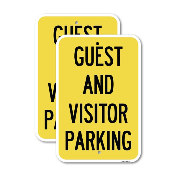 (2 Pack) Guest and Visitor Parking | 18" X 24" Heavy-Gauge Aluminum Sign | Rust Free Aluminum, Weather Resistant, Waterproof, Fade Resistant, 2 Pre-drilled Holes