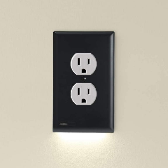 2 Pack -  GuideLight 2 for Outlets [New Version - LED Light Bar] - Night Light - Electrical Outlet Wall Plate With LED Night Lights - Automatic On/Off Sensor - (Duplex, Light Almond)