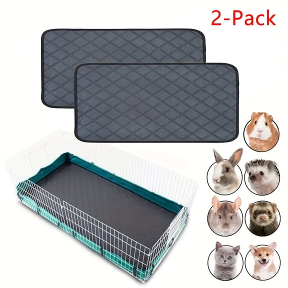 2 Pack Guinea Pig Cage Liners Washable Guinea Pig Bedding Super Absorbent | Waterproof | Non Slip| Reusable Guinea Pig Pee Pads for Small Animals Cages Rabbit Hamster Rat - 47" x 24"