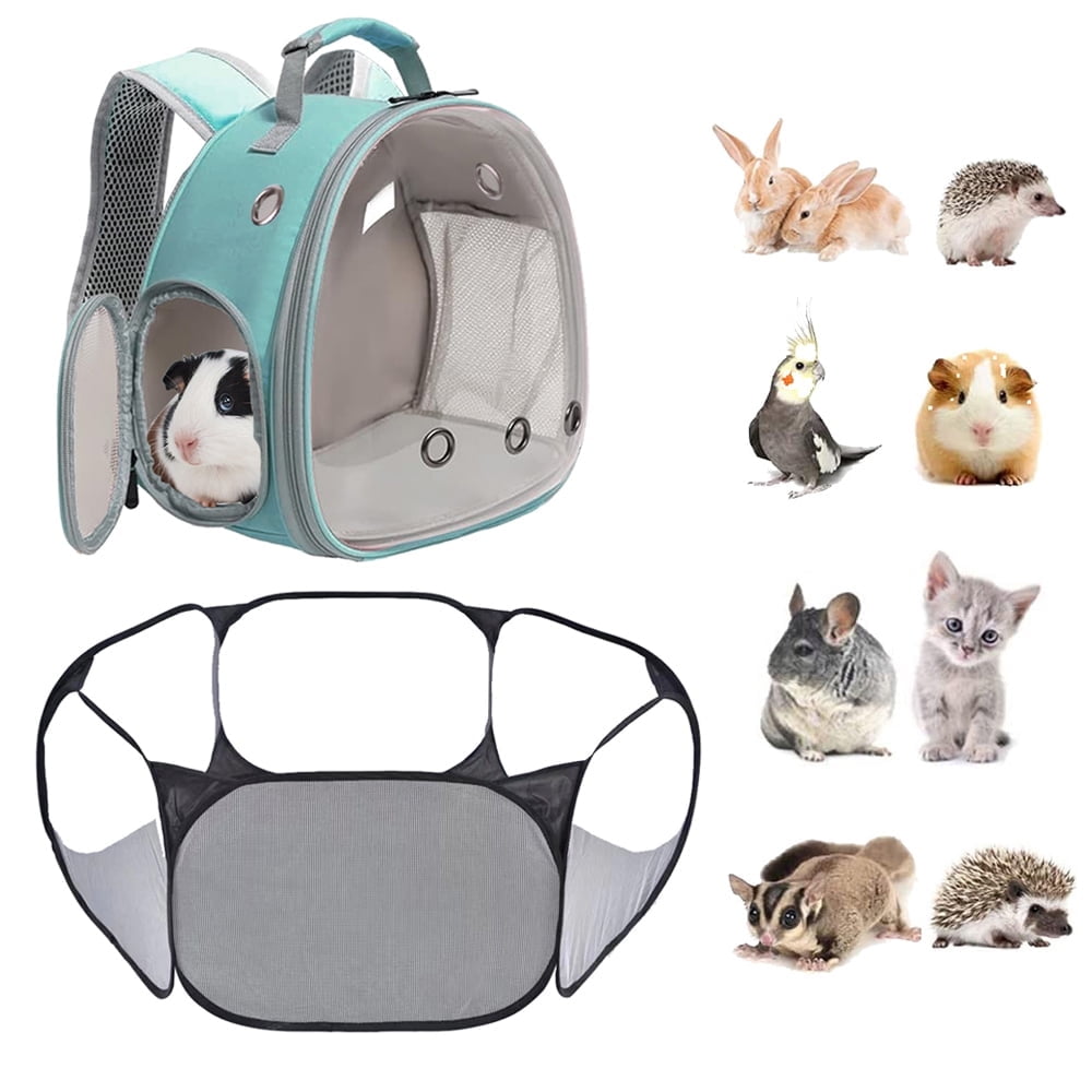 2-Pack Guinea Pig Carrier Backpack and Playpen Set - Breathable Pet ...