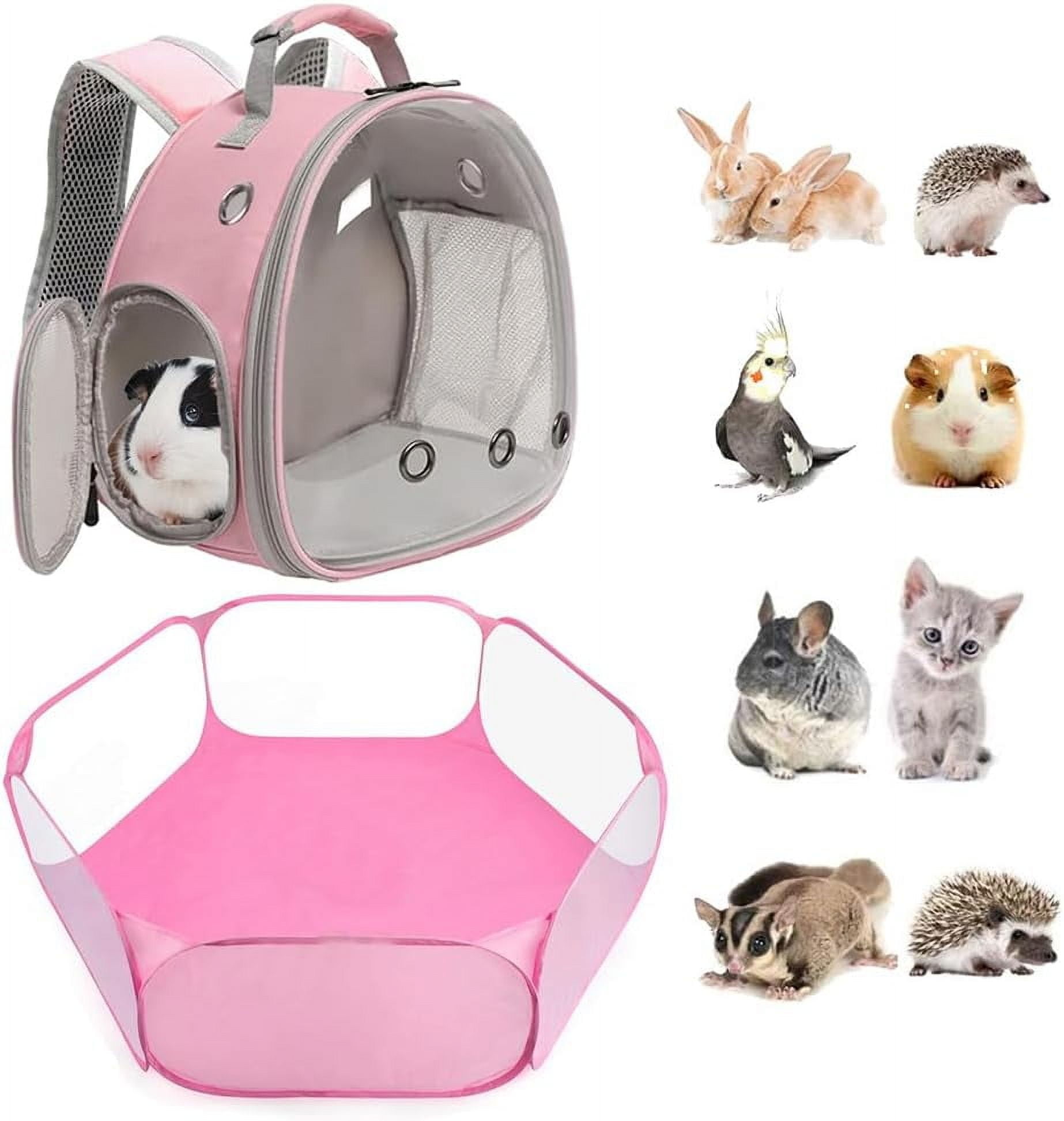 2-Pack Guinea Pig Carrier Backpack and Playpen Set - Breathable Pet ...