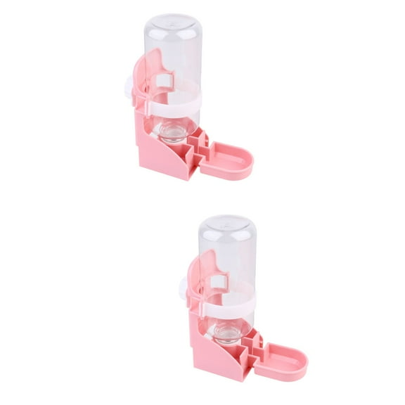 2 Pack Guinea Pig Water Bottle Non Drip Rat Dog Bird Water Feeder 18*9cm Pink