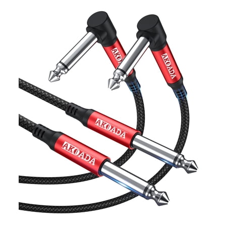 2 Pack Guitar Cable 10 ft, Guitar Cord Bass AMP Cord for Electric Guitar, Bass Guitar, Pro Audio, Electric