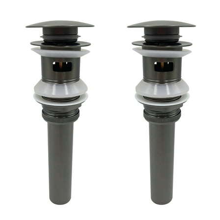 2-Pack Gunmetal Sink Drain - 304 Stainless Steel Pop-Up Drain Stopper with Overflow