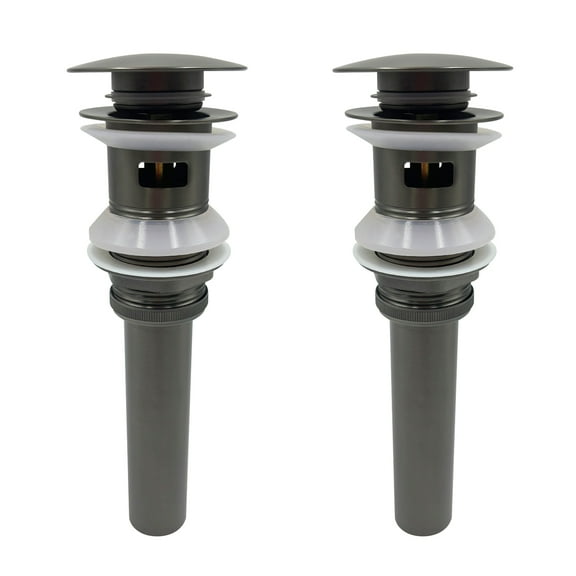 2-Pack Gunmetal Sink Drain - 304 Stainless Steel Pop-Up Drain Stopper with Overflow