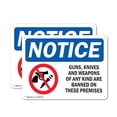 thumbnail image 1 of (2 Pack) Guns Knives Weapons Banned On These Premises OSHA Notice Sign 24 Inch X 18 Inch Plastic Sign, Weather Resistant, UV Protected for Workplace, Business, and Construction Site,, 1 of 8
