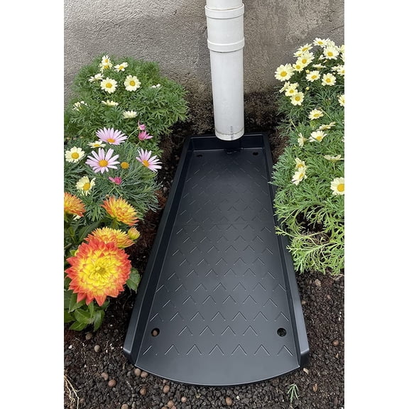 2 Pack Gutter Downspout Extensions, Rain Gutter Downspout Splash Block, Down Spout Extender, Drain Gutter Guard Diverter, Splash Guards Rainwater Drainage 24" (Black 2Pack)