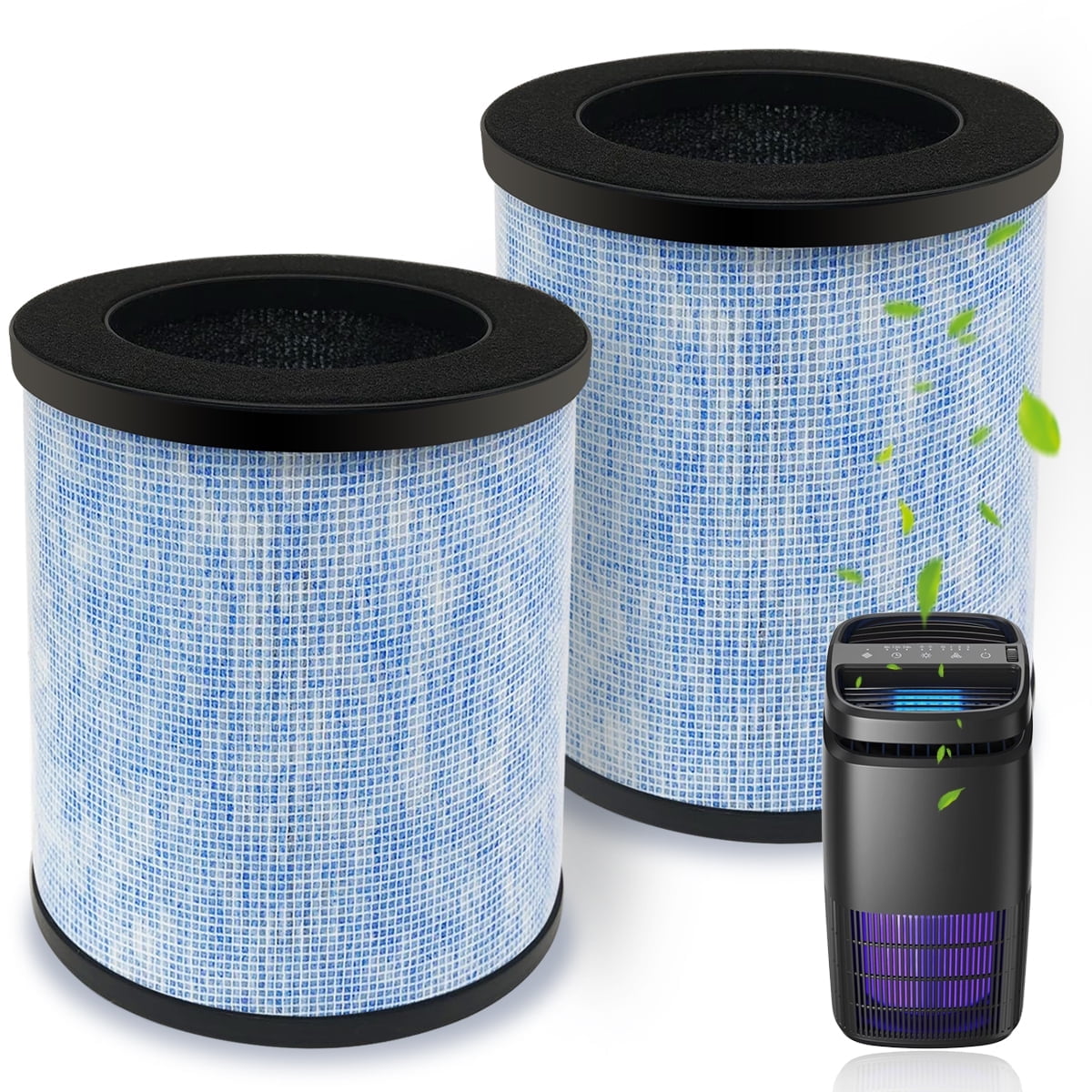 2 Pack H13 True HEPA Filters Compatible with Breezome JH02 Air Purifier, 3-Stage Filtration for Pet Dander, Odors & Dust, Washable & Reusable
