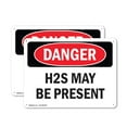 thumbnail image 1 of (2 Pack) H2S May Be Present OSHA Danger Sign 14 Inch X 10 Inch Indoor / Outdoor Rust-Free Aluminum Metal Signs for Workplace, Workshop, and Construction Site, Made in the USA, 1 of 8