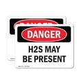 thumbnail image 1 of (2 Pack) H2S May Be Present OSHA Danger Sign 7 Inch X 5 Inch Vinyl Label Decal Sticker Weather Resistant, UV Protected for Workplace, Business, and Construction Site, Made in the USA, 1 of 7
