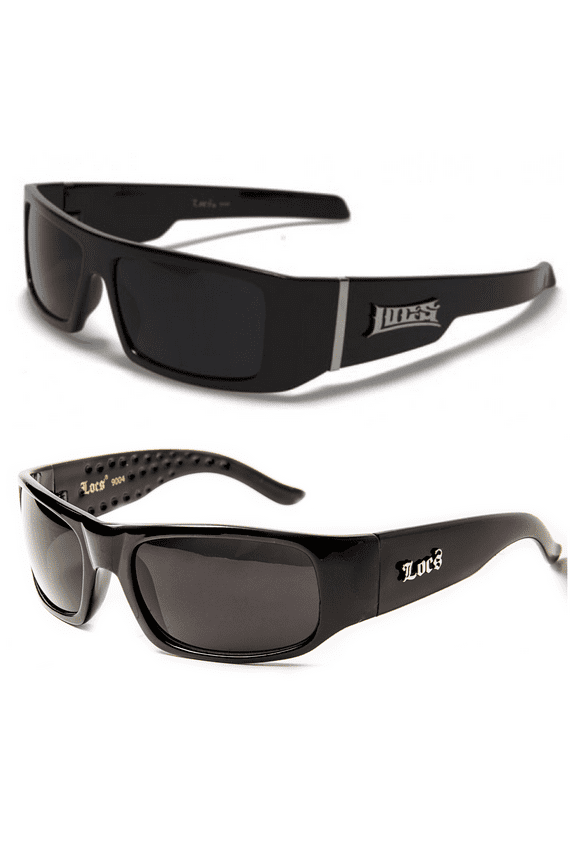 2 Pack HARDCORE LOCS Sunglasses | BLACK Old School OG Gangster Cholo Shades 1- 9004 BLACK + 1- 9058 BLACK FREE SHIPPING