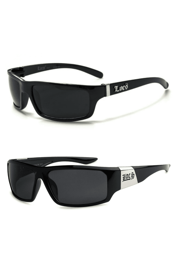 2 Pack HARDCORE LOCS Sunglasses | BLACK Old School OG Gangster Cholo Shades 1- 9025 + 1- 91058 FREE SHIPPING