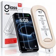 Charlore 2 Pack HD Clear Screen Protector for iPhone 15/iPhone 16, 9H Scratch Resistant Tempered Glass, Easy Installation Frame, Case Friendly
