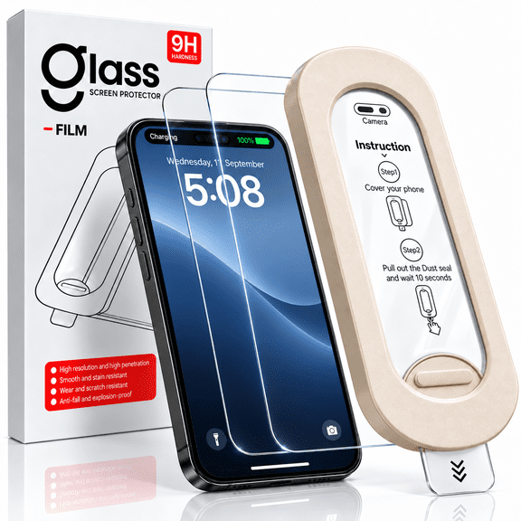 Charlore 2 Pack HD Clear Screen Protector for iPhone 16 Pro, 9H Scratch Resistant Tempered Glass, Easy Installation Frame, Case Friendly
