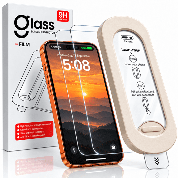 Charlore 2 Pack HD Clear Screen Protector for iPhone 18 Pro Max/17 Pro Max, 9H Scratch Resistant Tempered Glass, Easy Installation Frame, Case Friendly