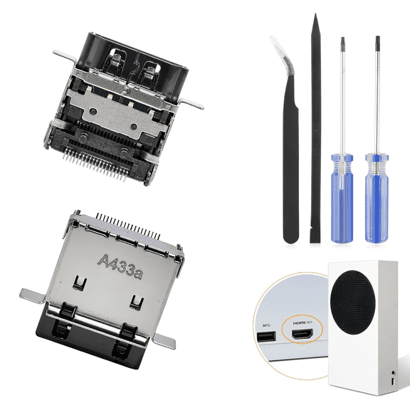 2 Pack HDMI Port Replacement for Xbox Series S Socket Jack Interface Connector for Xbox Series S Console Accessories Parts with Repair Kit