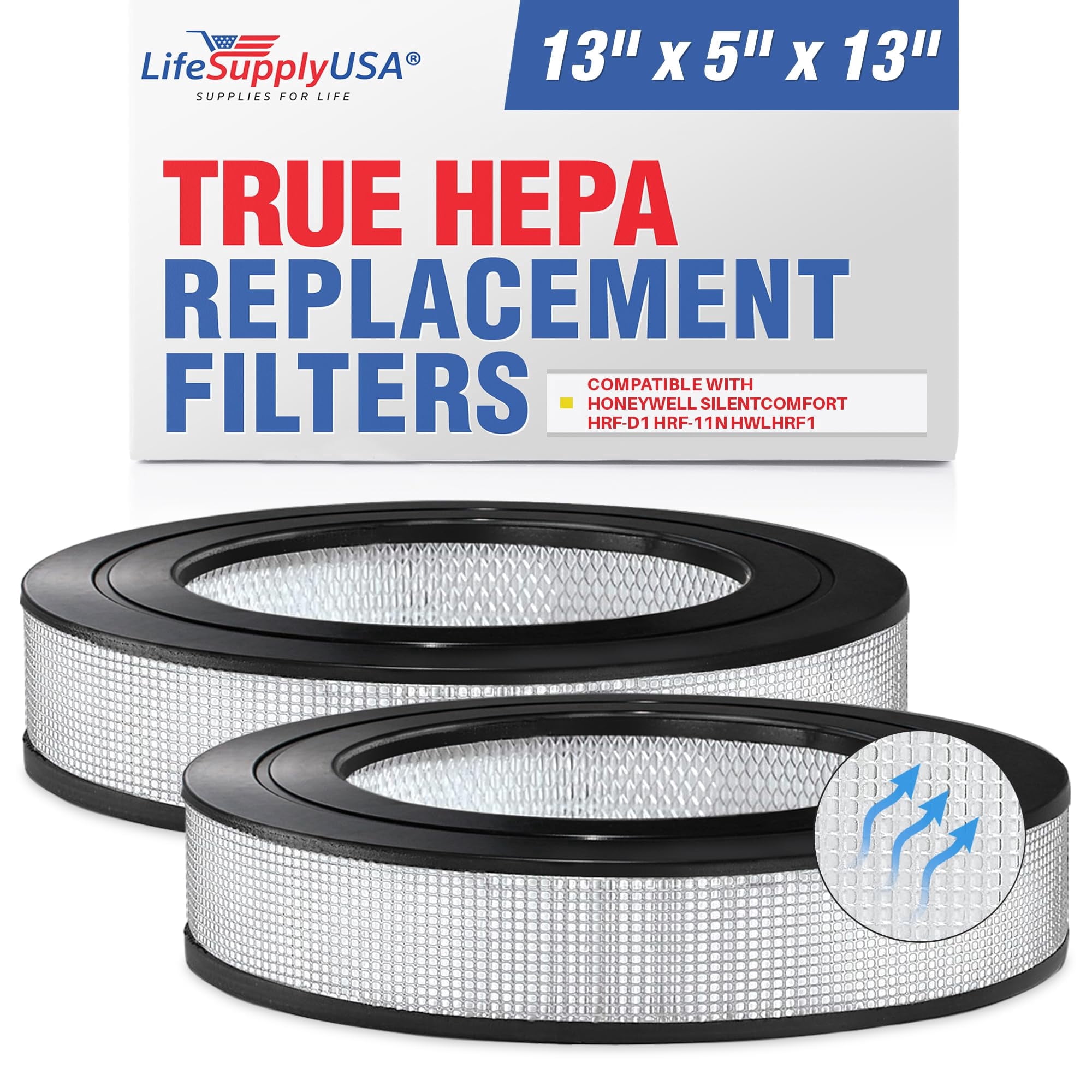 Filter D  HRF-D1 HEPA Filter Replacement Compatible with Honeywell Silentcomfort HRF-11N HWLHRF1 Air Purifiers by LifeSupplyUSA (2-Pack)