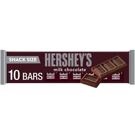 2 Pack HERSHEY'S Milk Chocolate Snack Size Candy Bars, .45 oz (10 Count)
