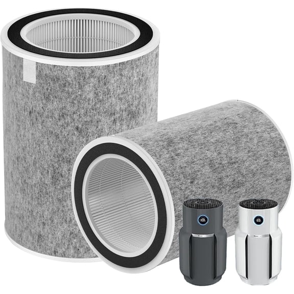 2 Pack HP202 HP302 Replacement Filter Compatible with HP201 HP202 HP302 HP301 HC502 AP1000 MAX, Clean Sense iq Air Purifier, 99.98% Particles Part # HE2FKBAS, HE2FKBASMB, Grey