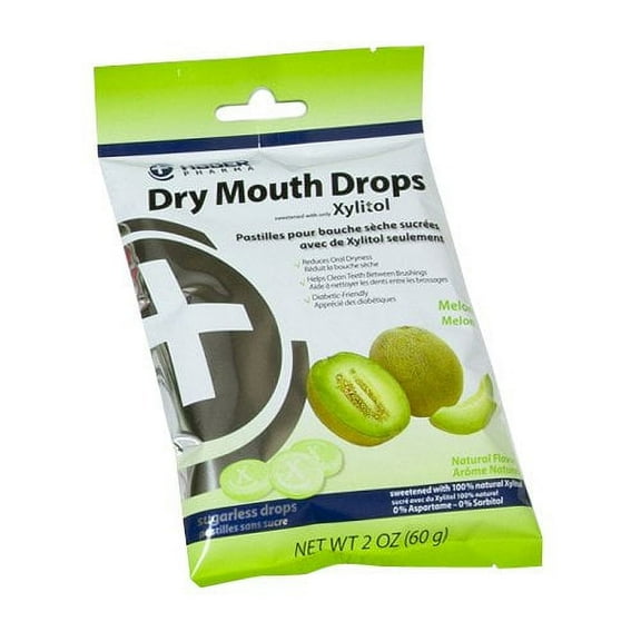 2 Pack Hager Pharma Dry Mouth Drops Xylitol Melon Sugarless Drops 2 Oz Each