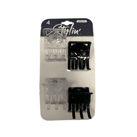 2 Pack Hair Clips, Stylish, Strong Grip Clips for Everyday, Special Occasions, Quick Hair Styling, Versatile, Essential Accessories for Women, Must Have Hair Tools Set, Black, Clear