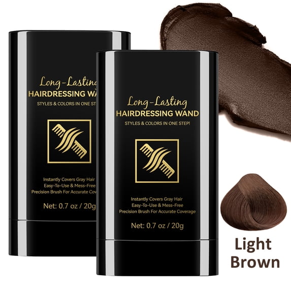 (2 Pack) Hair Color Stick - Light Brown, Temporary Hair Dye Comb for Gray Hair, Water Resistant, Hair Color Touch Up Stick