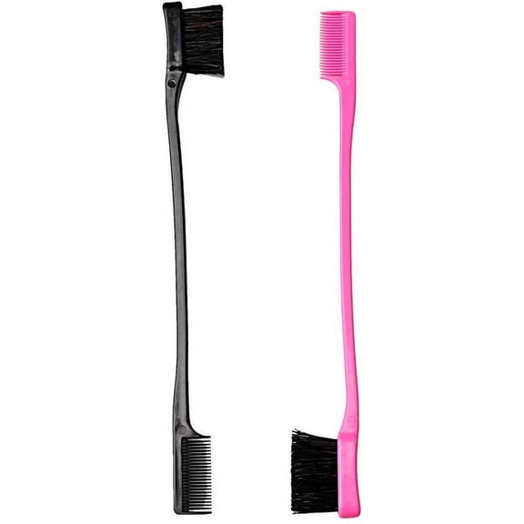 2 Pack Hair Edge Brush, Double Sided Edge Control Hair Comb Eyebrow Brush Smooth Comb Grooming