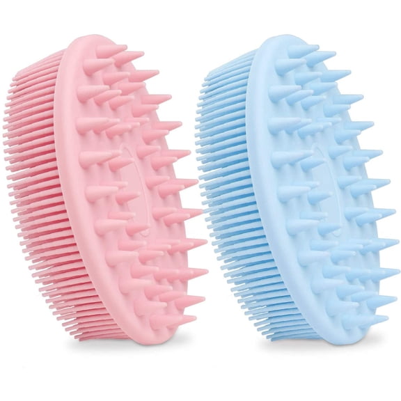2 Pack Hair Scalp Massager Shampoo Brush Body Scrubber, 2 in 1 Silicone Body Bath Brush&Scalp Scrubber, Dual-use Remove Dandruff & Shower Brush, Soft Bristles Care for Men, Women, Kids, Pets