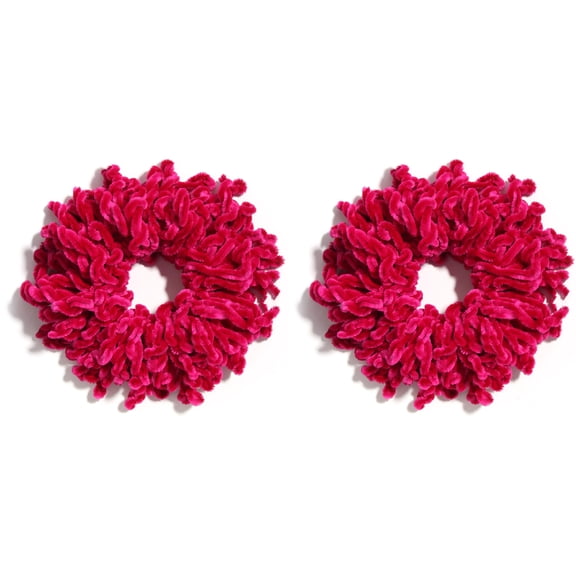 2 Pack Hair Scrunchie Headwear Tie Ring Plain Big Hairbands for Women(Rose red)