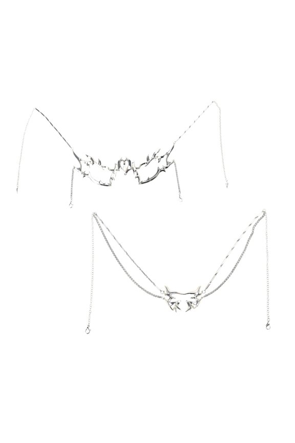 2 Pack Half Chain Irregular Metal Face Accessory Face Chain Unisex Fashion Jewelry for Party Wear