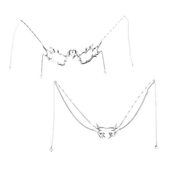 2 Pack Half Chain Irregular Metal Face Accessory Face Chain Unisex Fashion Jewelry for Party Wear