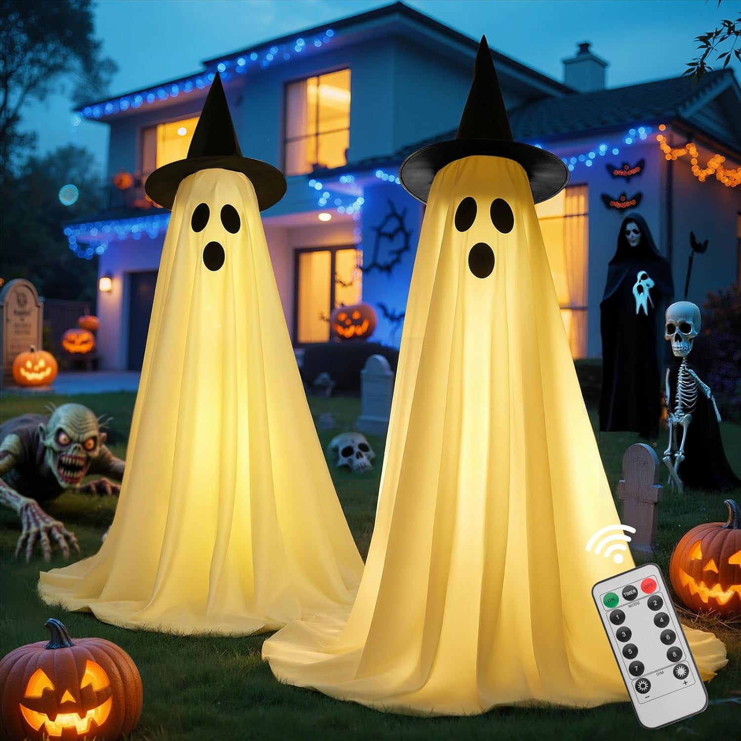 2 Pack Halloween Decorations Outdoor, Cute Ghost Halloween Party