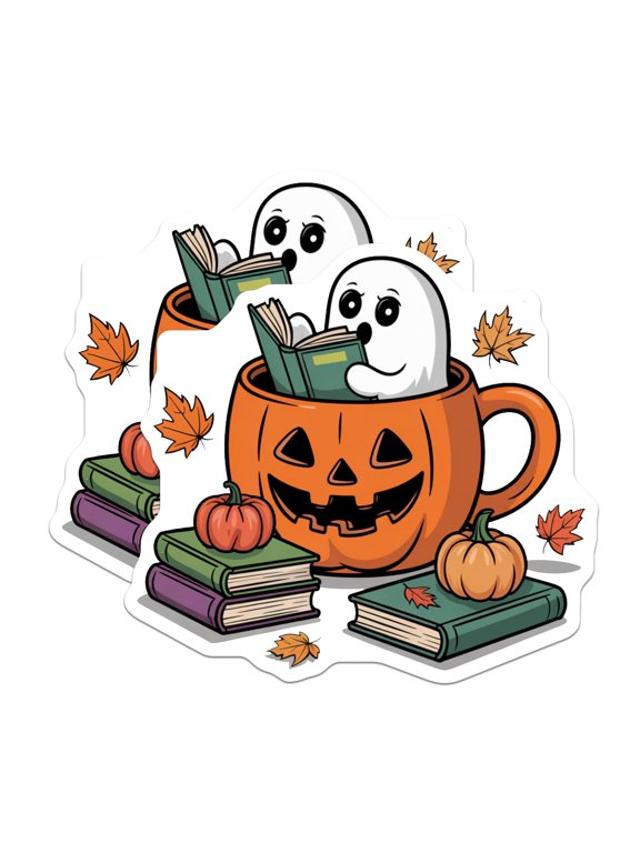 (2 Pack) Halloween Ghost Magnets - Pumpkin Fall Decor - Spooky Season Fridge Magnets - 5" On Longest Side - Premium Magnet - for Cars, Refrigerators, Toolboxes, Lockers - Made in USA - MAG18136