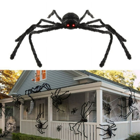 2 Pack Halloween Outdoor Decorations Hairy Black Spider, Halloween Yard Decorations Party Decor