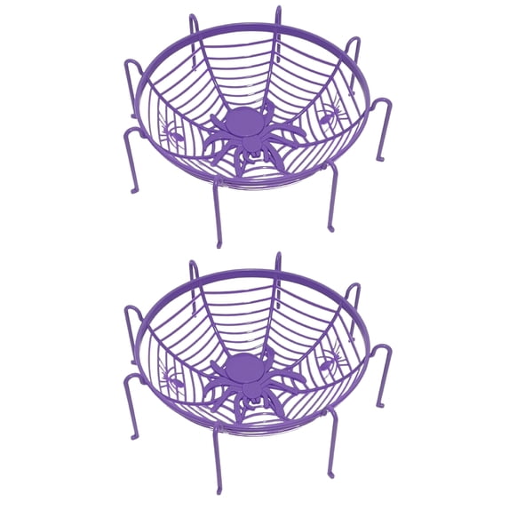 2-Pack Halloween Spider Web Candy Baskets and Fruit Plates – Spacious, Durable, and Vibrant Party Serving Platters