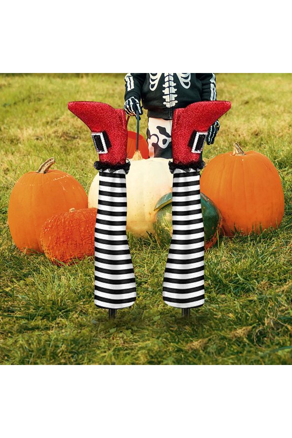 2-Pack Halloween Witch Leg Decorations - Realistic Prosthetic Leg Stakes for Yard, Garden & Indoor Halloween Decorations (17in)