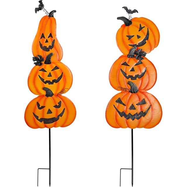 2 Pack Halloween Yard Decoration Stakes, Trick or Treat Happy Halloween