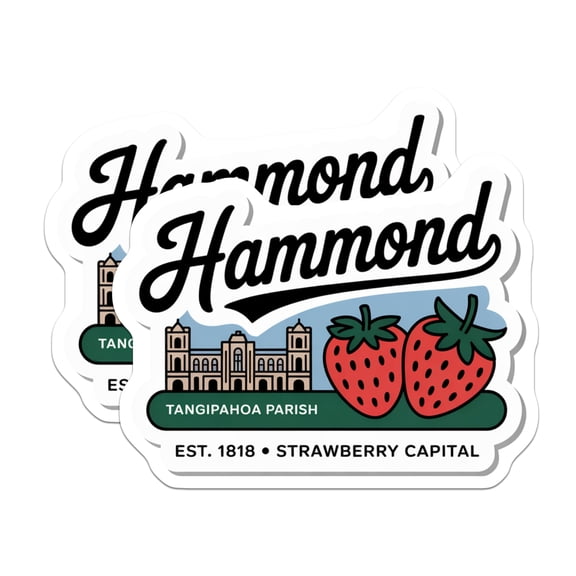 (2 Pack) Hammond Louisiana Magnets - Strawberry Capital - Tangipahoa Parish Souvenir - 5" On Longest Side - Premium Magnet - for Cars, Refrigerators, Toolboxes, Lockers - Made in USA - MAG17946