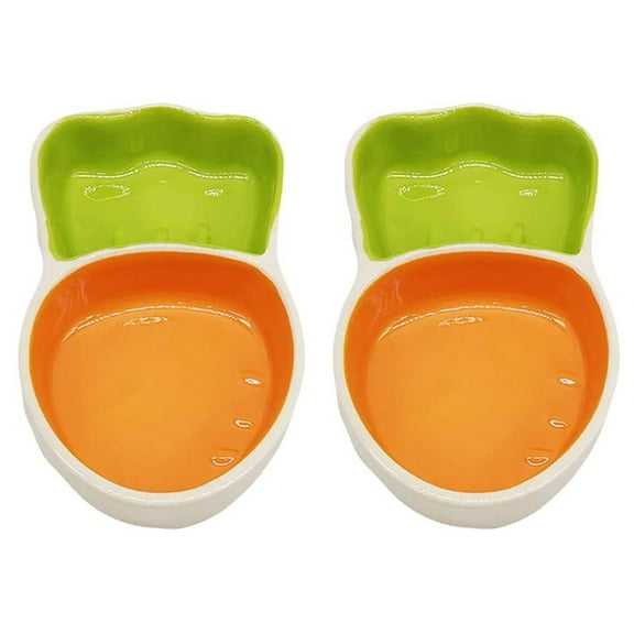 2 Pack Hamster Bowl Ceramic, Rabbit Food Dish Water Bowl Small Animal Feeding Bowl for Syrian Hamster Gerbil Bunny Guinea Pig Chinchilla Rat Hedgehog - type:style2