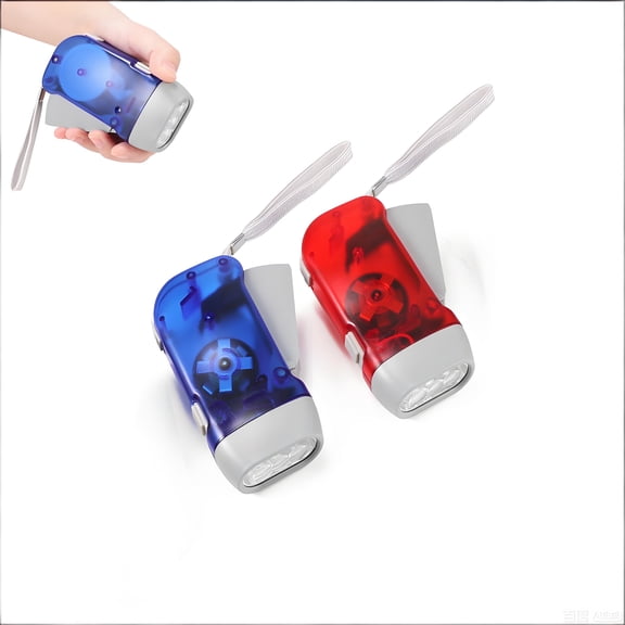 2 Pack Hand Crank Emergency Flashlight, No Battery Required, 3 LED Bright Lights, Portable Wind-Up Flashlight for Camping, Hiking, Outdoor, Home & Car Emergencies, Easy Use for Kids & Adults