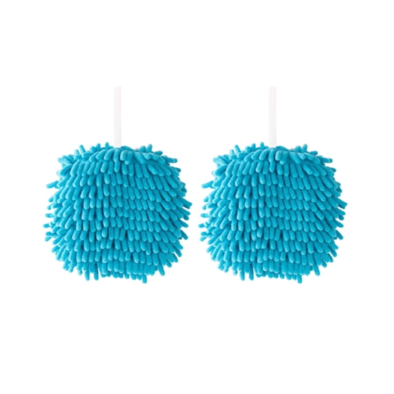 2 Pack Hand Drying Ball Towels - Soft Absorbent Handball Towels for Bathroom, Kitchen, or Office - Quick Dry Chenille Sponge Hand Drying Towel with Hanging Loop