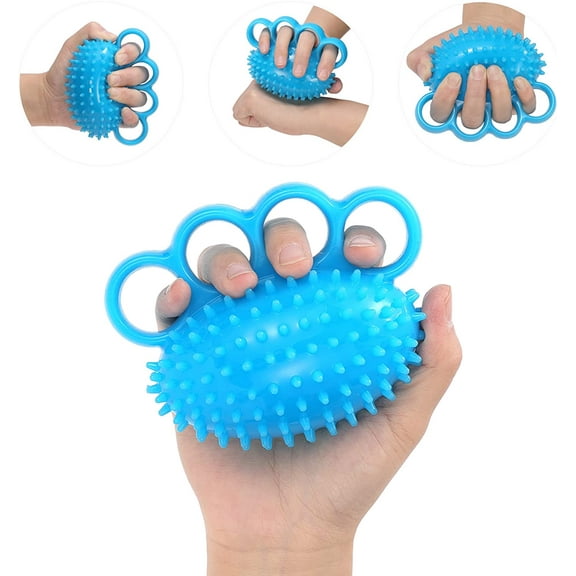 (2 Pack) Hand Exercise Ball, Finger Therapy Ball for Grip Strengthening & Flexibility, 4 Ring Squeeze Stress Relief Ball, Resistance Strength Trainer for Hand, Adults Office Arthritis Recovery