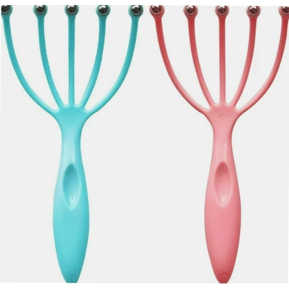 2 Pack Hand Held Scalp Massager Five Finger Ball Roller Comb Head SPA Scalp Brush Hair Care Massage Comb (#3)