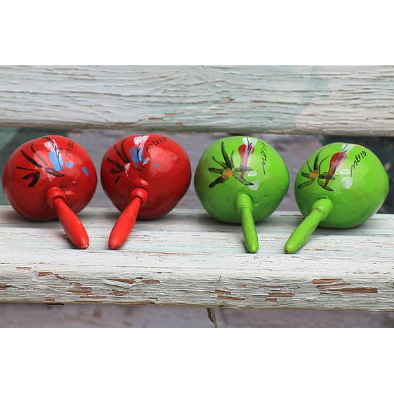 2 Pack Hand Painted Medium Mexican Maracas in Assorted Color