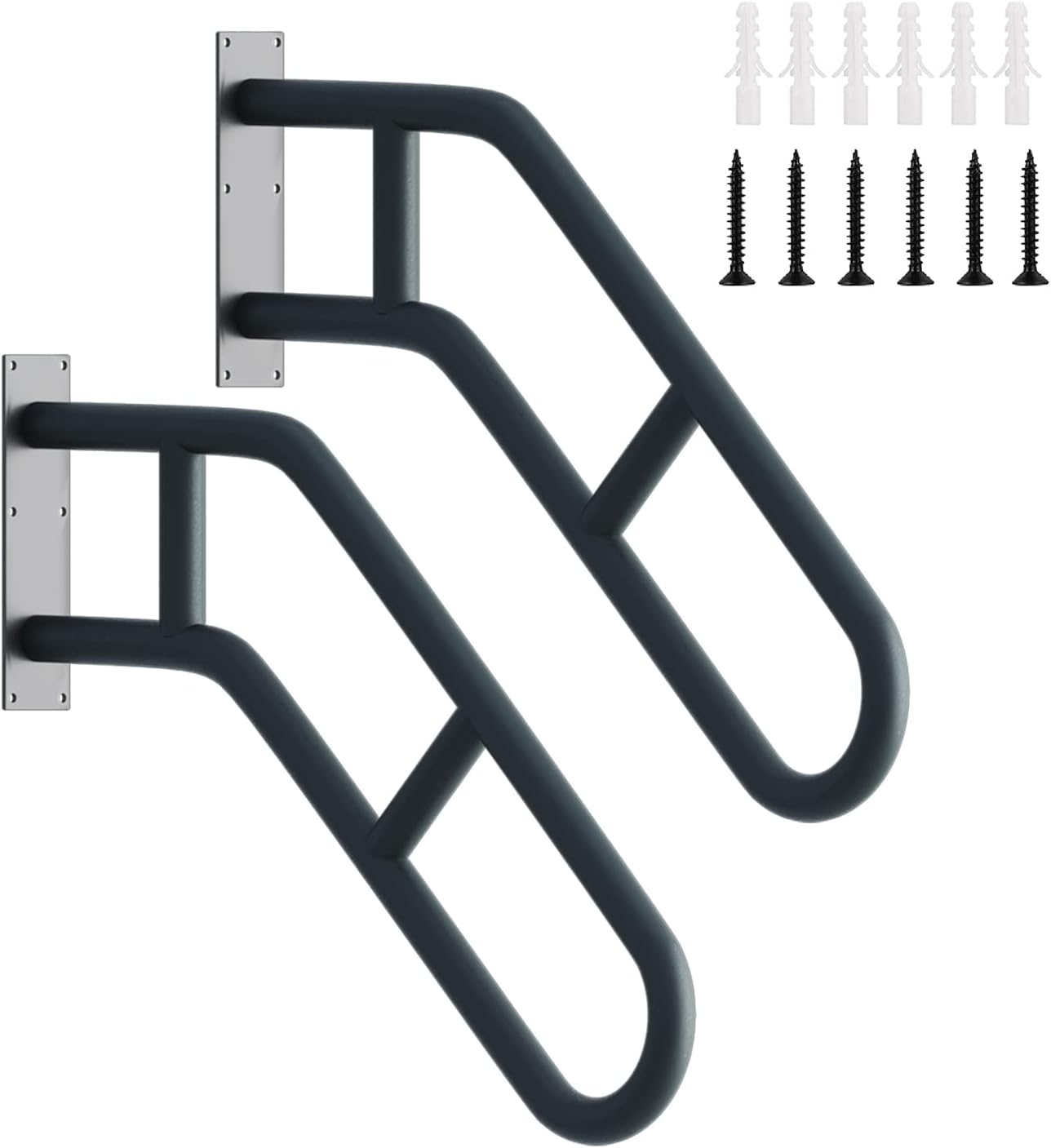 2 Pack Hand Railings for Stairs Outdoor, 25" Stair Handrails with Black