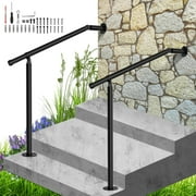 2 Pack Hand Rails for Outdoor Steps,Metal Deck Railing Kit Fits 1 to 3 Steps,Railings for Outdoor Steps for Concrete,Brick,Porch Railing