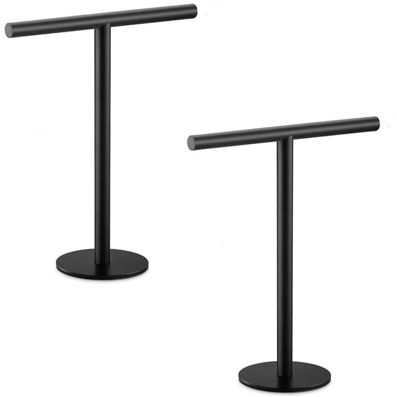 2 Pack Hand Towel Holder Tree Rack Free Standing SUS 304 Stainless Steel Countertop Towel Rack, Matte Black