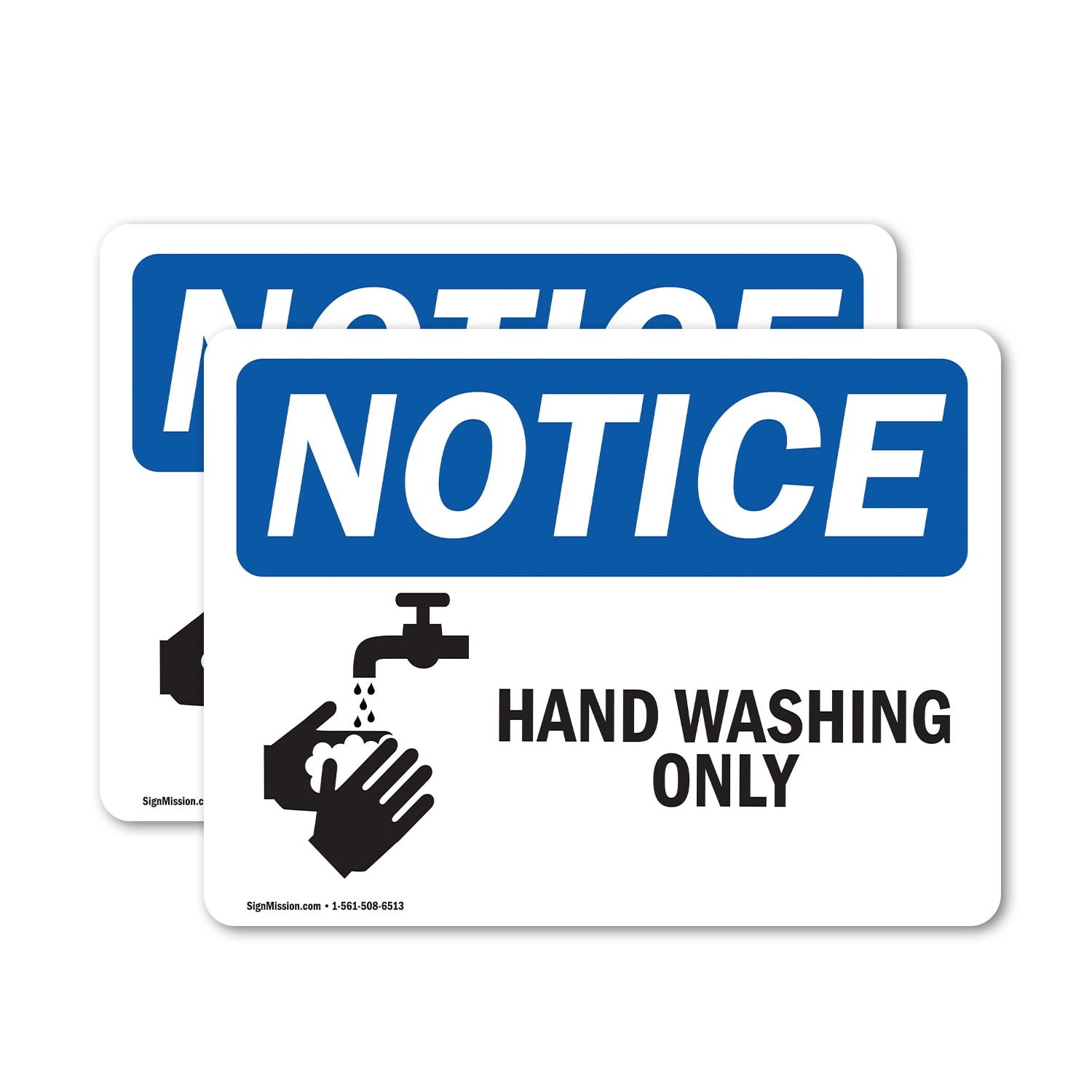 (2 Pack) Hand Washing Only Sign With Symbol OSHA Notice Sign 14 Inch X ...