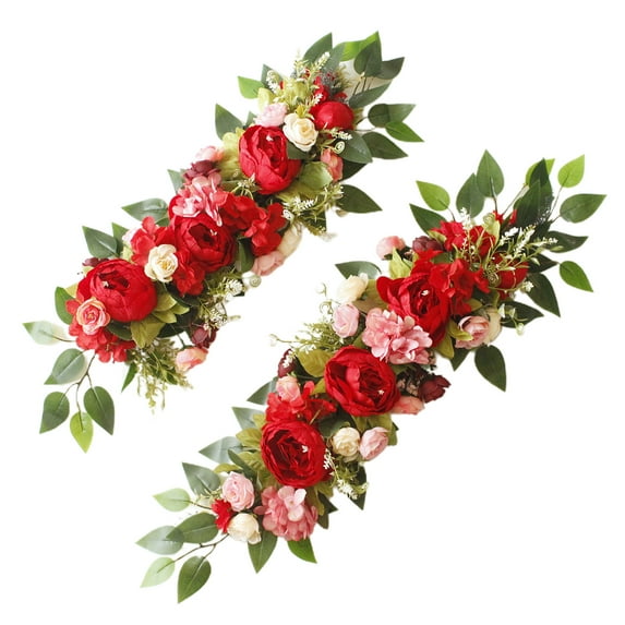 2 Pack Handcrafted Artificial Rose Flower Garland Greenery Garland for Wedding Centerpieces Ceremony Arch Arbor Reception Table Decorations Wedding Decor